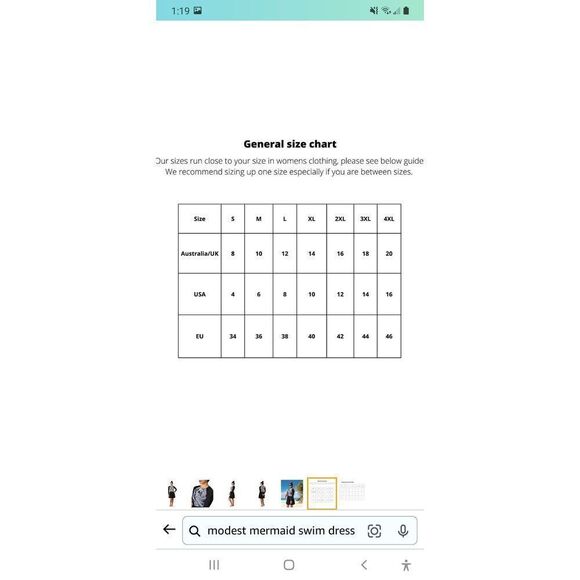 New Size 8 Modest Mermaid Monochrome Modest Swim Dress SPF50+ Black White NWOT - Picture 6 of 10